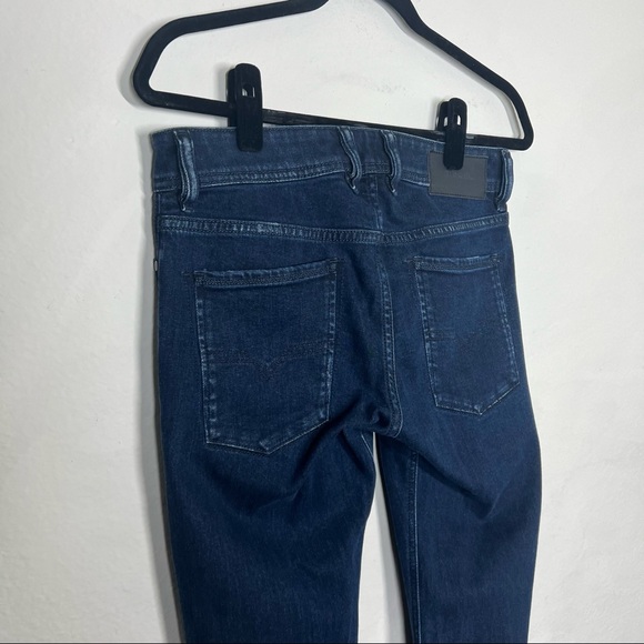 Diesel Sleenker Slim Dark Wash Distressed Hem Skinny Jeans - Picture 9 of 14